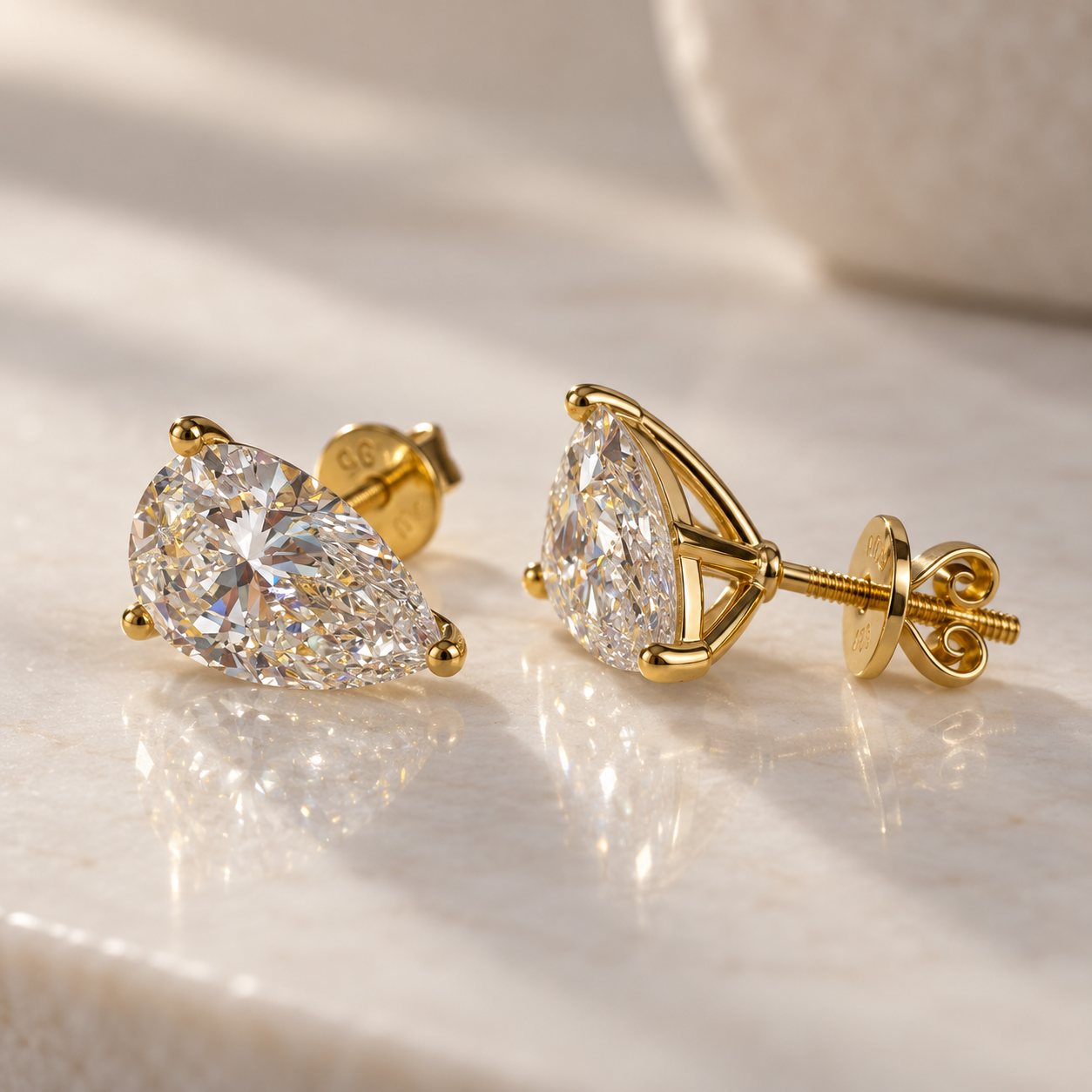 Pear diamond studs